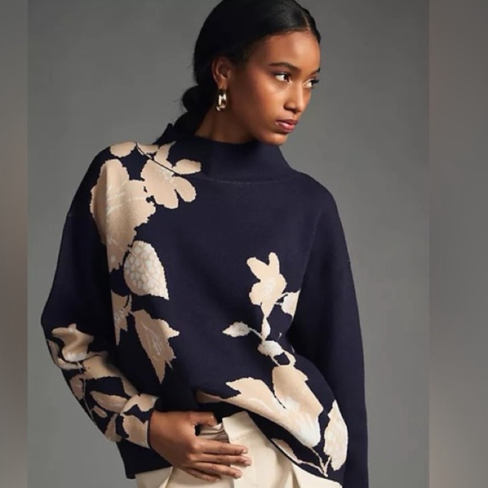 Anthropologie Maeve Carys Jo Faulkner Mock Neck Sweater